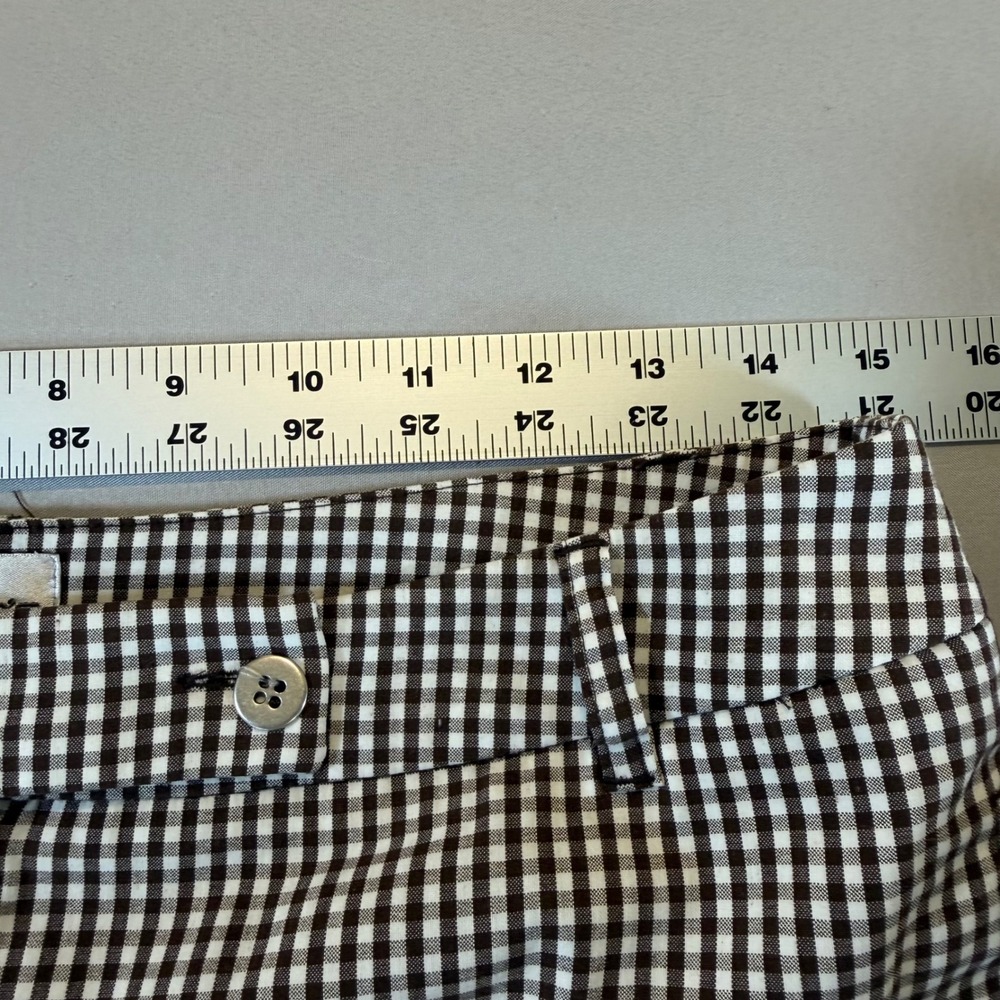 Chico's‎ Gingham Shorts Brown White Check Stretch Bermuda Size 1 Womens - Picture 2 of 10